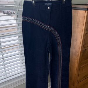 Modcloth Navy Lightweight Corduroy with Rainbow Stripe